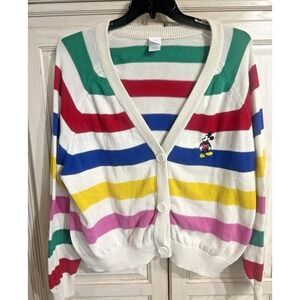 Disney 100 Mickey Mouse Striped Cardigan Sweater Target Exclusive Womens XL